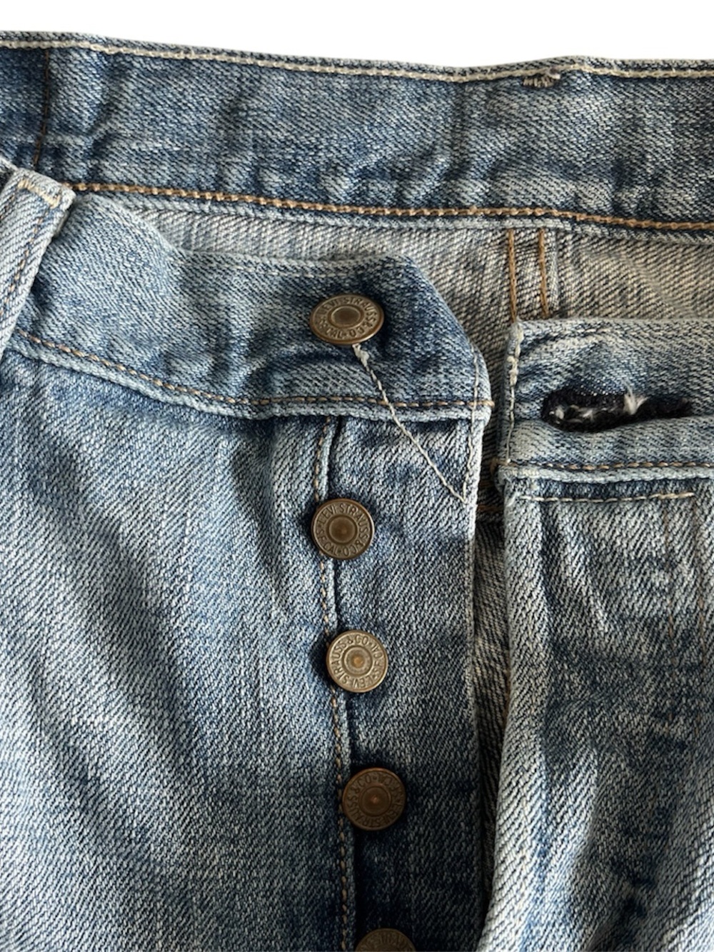 Levis 501XX Jeans Mens 34x36 Blue Denim Original Classic Straight Button Fly - Picture 6 of 9